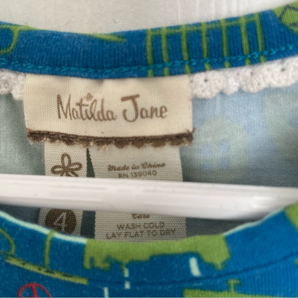 Matilda Jane Blue Green Sewing Themed Long Sleeve Tee Size 4 - Picture 6 of 6
